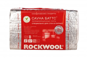 Каменная вата ROCKWOOL САУНА БАТТС 1000 х 600 х 100 мм 4 штуки в упаковке