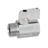 Миникран шаровой Ду 10 Бугатти 1/2"x12, латунный, резьбы внутренняя-наружная, пескоструенный и хромированный, «флажок» из ABS, Bugatti