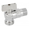 Миникран шаровой Ду 10 Бугатти 1/2"×1/2", для смесителей и стиральных машин, угловой, хромированный, «флажок» из ABS, Bugatti