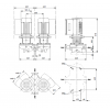 Габариты центробежного сдвоенного насоса Grundfos TPED 32-460/2 BAQE