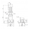 Габариты вертикального многоступенчатого центробежного насоса CRN 64-6-2 HQQV Grundfos