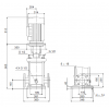 Габариты вертикального многоступенчатого центробежного насоса CRN 90-3-2 HQQE Grundfos