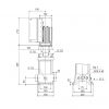 Габариты вертикального многоступенчатого центробежного насоса CRE 3-5 HQQE Grundfos
