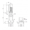 Габариты вертикального многоступенчатого центробежного насоса CRE 1-17 HQQE Grundfos