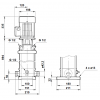 Габариты вертикального многоступенчатого центробежного насоса CRT 2-26 AUUE Grundfos