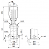 Габариты вертикального многоступенчатого центробежного насоса CRT 16-4 AUUE Grundfos