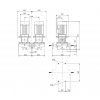 Габариты сдвоенного центробежного насоса Grundfos TPD 150-90/6 BAQE