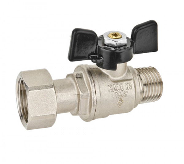 Кран шаровой Ду 20 Бугатти G3/4" G3/4", универсальное соединение/накидная гайка, «бабочка» из алюминия, Bugatti