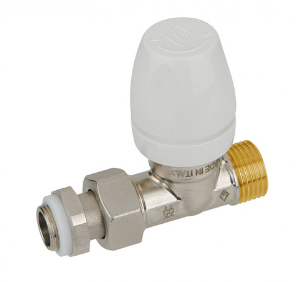 Клапан Бугатти 1/2"x1/2", термостатический, прямой, резьбы наружная-наружная (под универсальный соединитель для труб), Bugatti