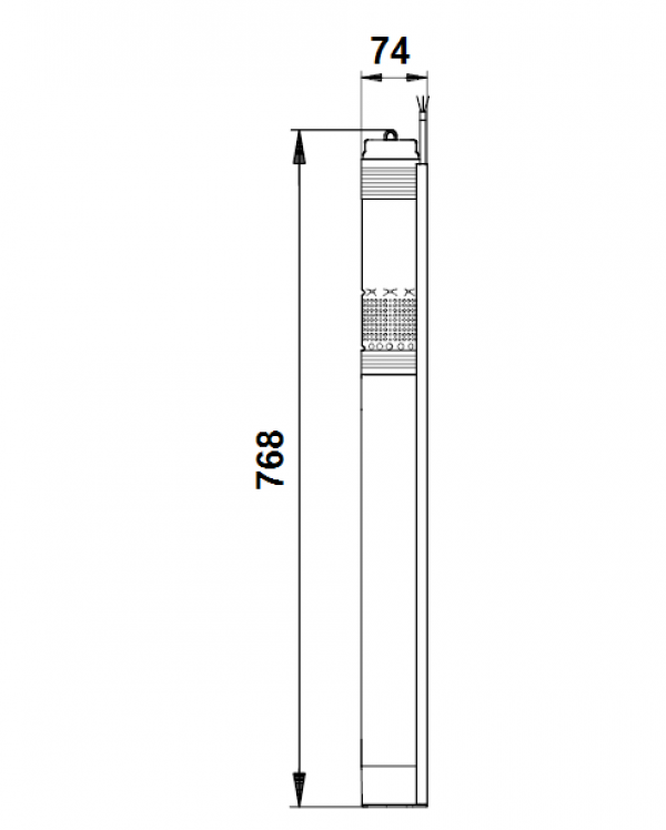 Габариты скважинного насоса Grundfos SQ 2-70