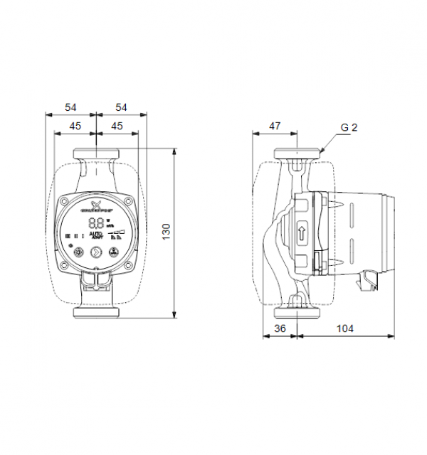 Габариты циркуляционного насоса Grundfos ALPHA3 32-80