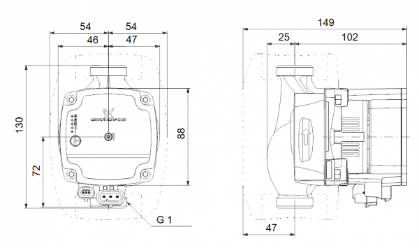 ALPHA1 L 15-60 130 Grundfos, циркуляционный насос Грундфос