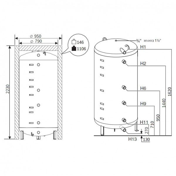 Buderus Logalux P1000.6 W-C, Бак-аккумулятор Будерус