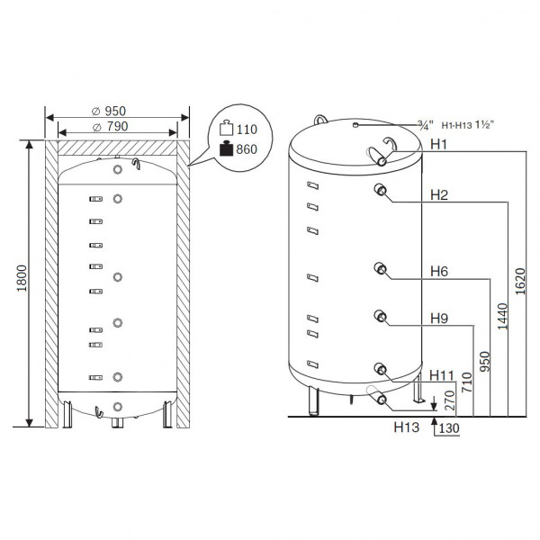 Buderus Logalux P750.6 W-C, Бак-аккумулятор Будерус