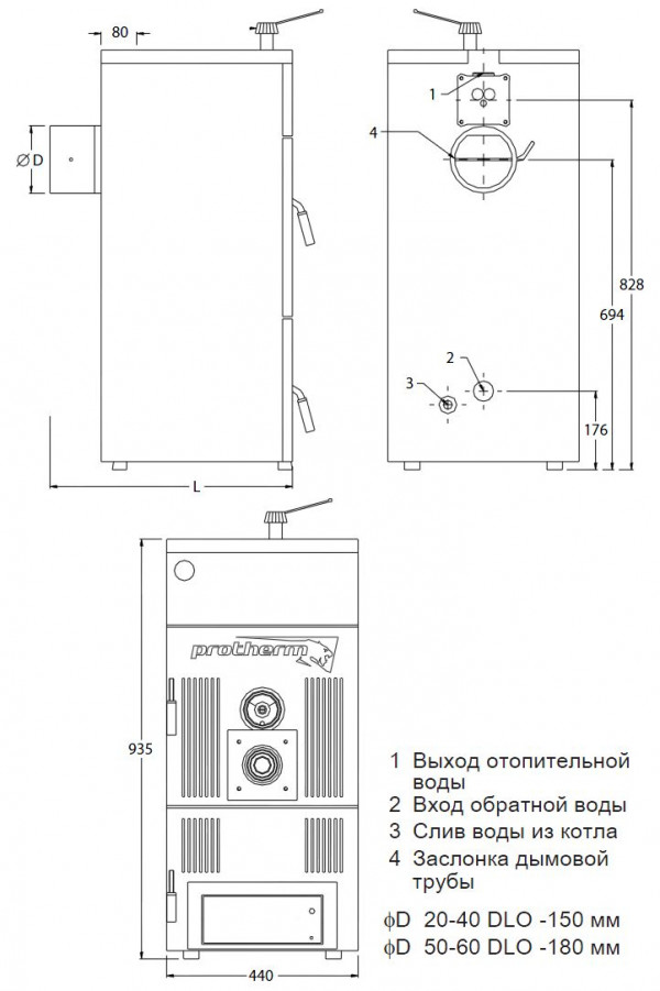 Protherm Бобер 60 DLO, Напольный твёрдотопливный котёл Протерм