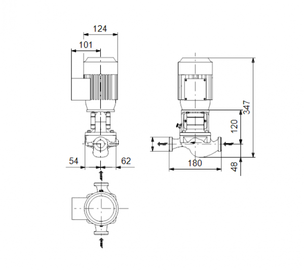 Габариты центробежного насоса Grundfos TP 32-50/2 R BQQE