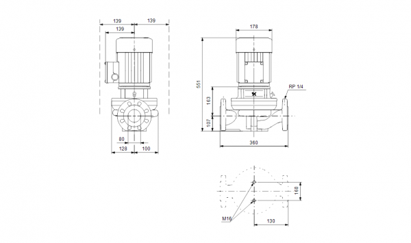 Габариты центробежного насоса Grundfos TP 80-60/4 Z BQBE