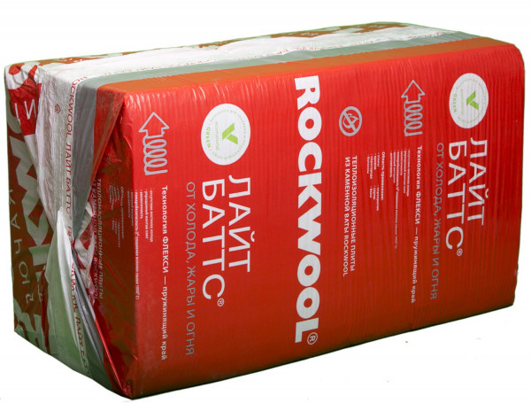 Каменная вата ROCKWOOL ЛАЙТ БАТТС 1000 х 600 х 100 мм 5 штук в упаковке