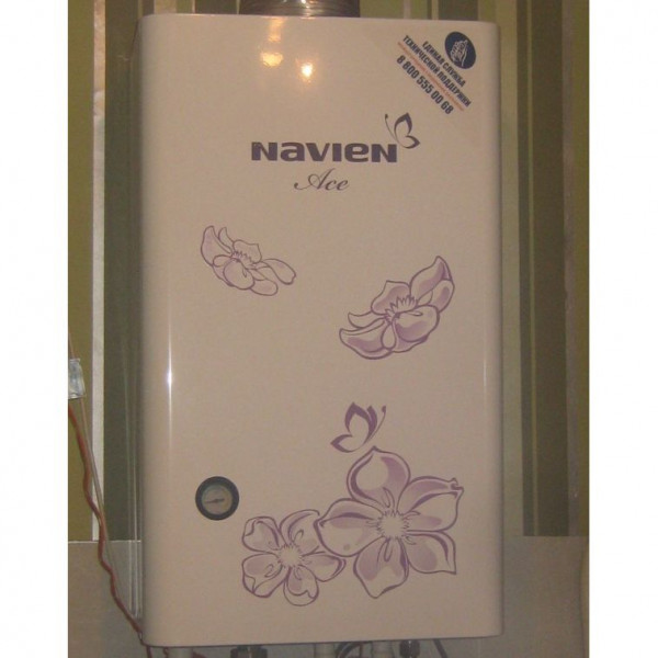 Navien Ace-13A Atmo White с цветком, Газовый настенный котёл Навиен