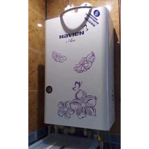 Navien Ace-13A Atmo White с цветком, Газовый настенный котёл Навиен