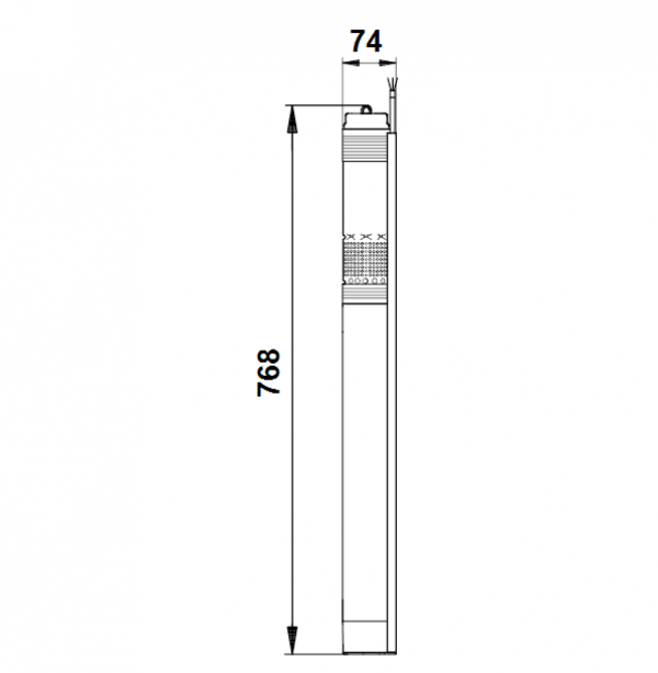 Габариты скважинного насоса Grundfos SQE 2-70