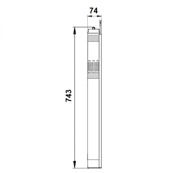 Габариты скважинного насоса Grundfos SQE 5-25