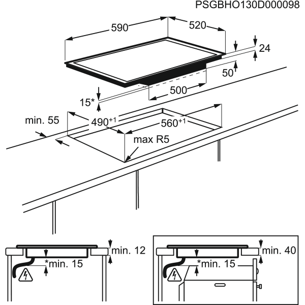 Индукционная варочная панель Electrolux EHX96455FK FlexiBridge 60 cm