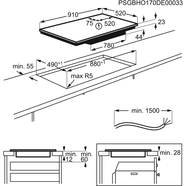 Индукционная варочная панель Electrolux EIV9467 MultipleBridge 90 cm