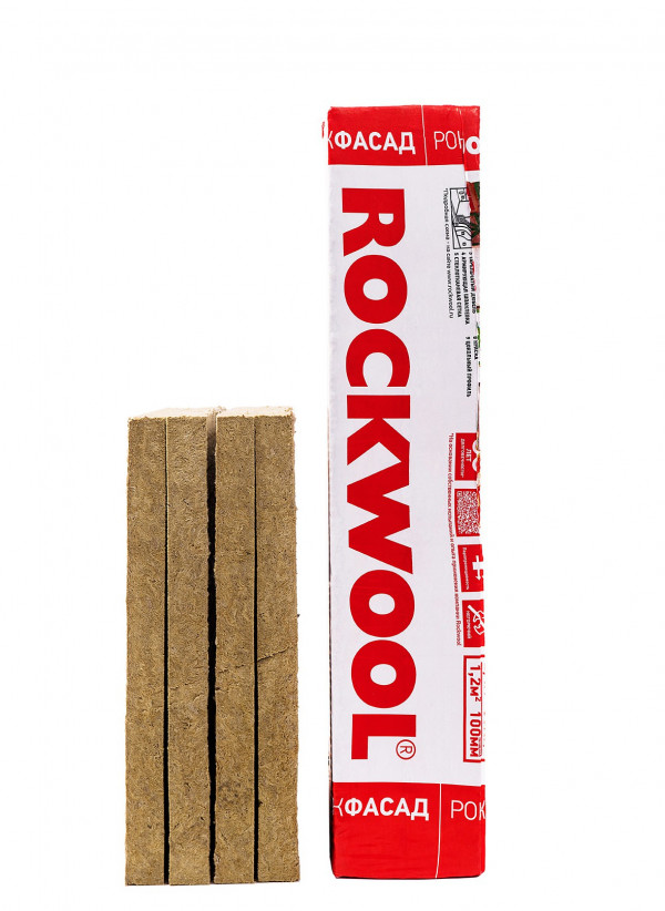 Каменная вата ROCKWOOL Рокфасад 1000 х 600 х 100 мм 2 шт. в упаковке