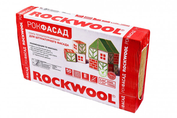 Каменная вата ROCKWOOL Рокфасад 1000 х 600 х 100 мм 2 шт. в упаковке