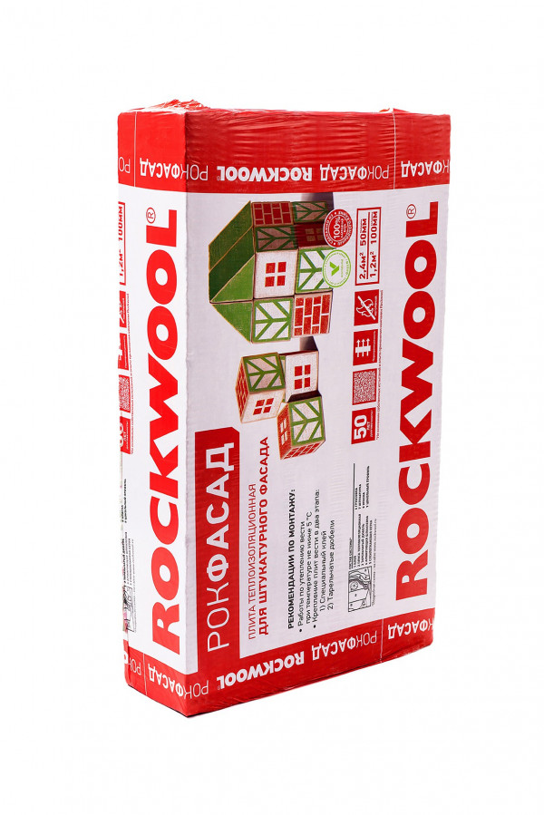 Каменная вата ROCKWOOL Рокфасад 1000 х 600 х 50 мм 4 шт. в упаковке