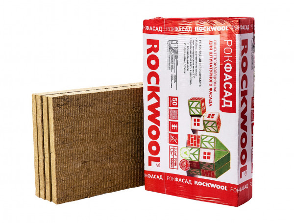 Каменная вата ROCKWOOL Рокфасад 1000 х 600 х 100 мм 2 шт. в упаковке