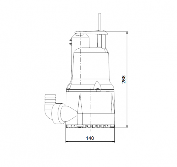 Габариты дренажного насоса KPC 24/7 210 Grundfos