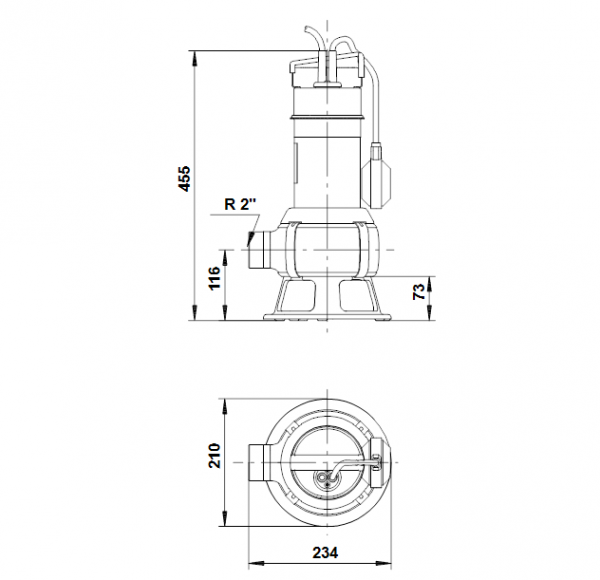 Габариты дренажного грязевого насоса Unilift AP 50B.50.11.A1.V Grundfos