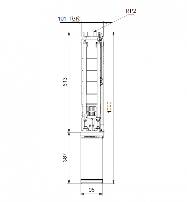 Габариты скважинного насоса Grundfos SP 11-5