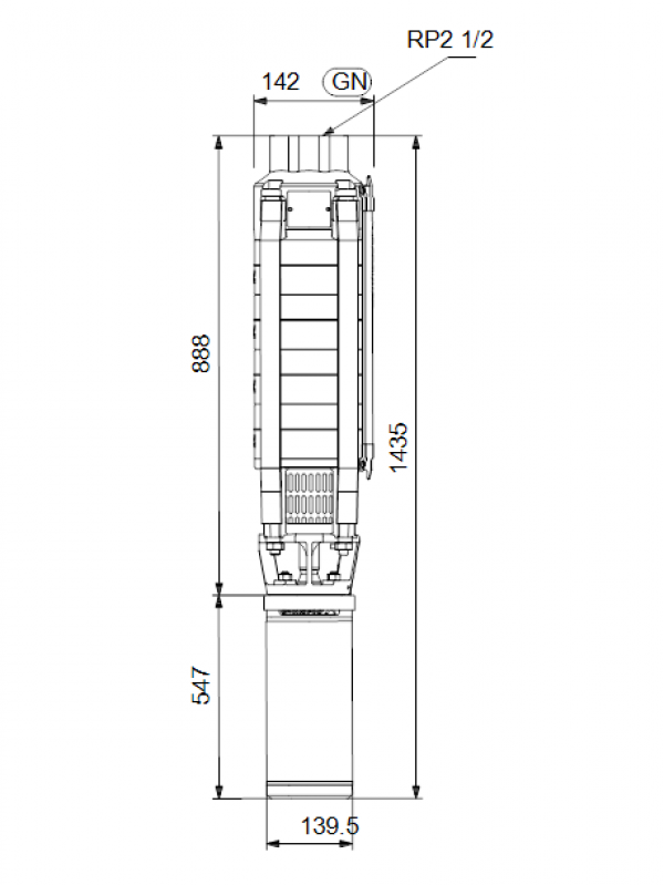 Габариты скважинного насоса Grundfos SP 17-10