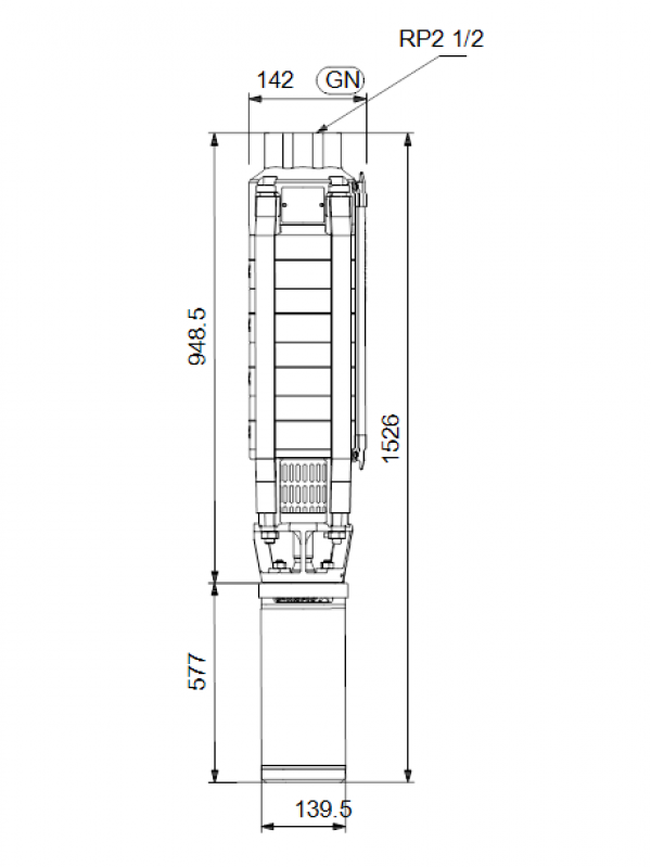 Габариты скважинного насоса Grundfos SP 17-11