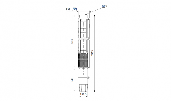 Габариты скважинного насоса Grundfos SP 215-2-AAN