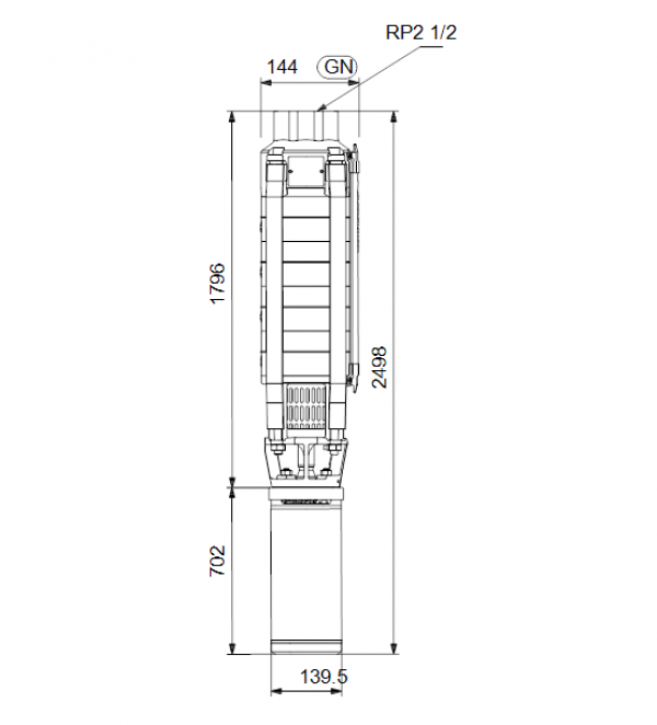 Габариты скважинного насоса Grundfos SP 17-25N