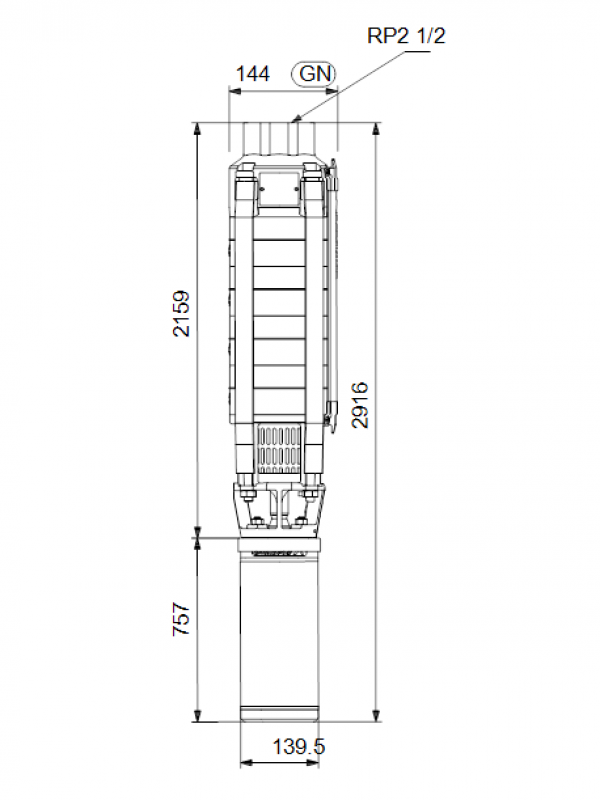 Габариты скважинного насоса Grundfos SP 17-31N