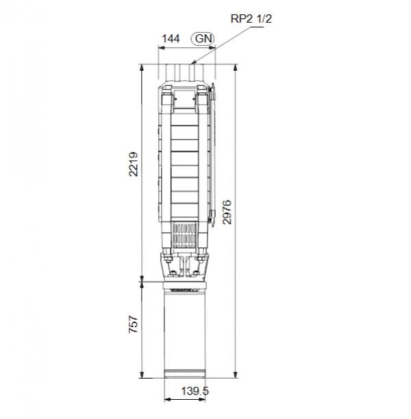 Габариты скважинного насоса Grundfos SP 17-32N