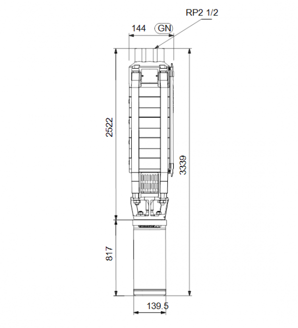 Габариты скважинного насоса Grundfos SP 17-37N