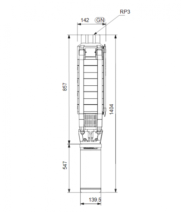 Габариты скважинного насоса Grundfos SP 30-6