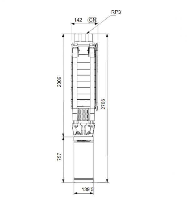 Габариты скважинного насоса Grundfos SP 30-18