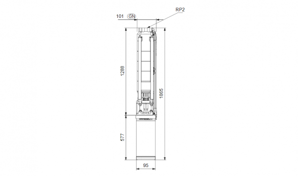  Габариты скважинного насоса Grundfos SP 9-21N