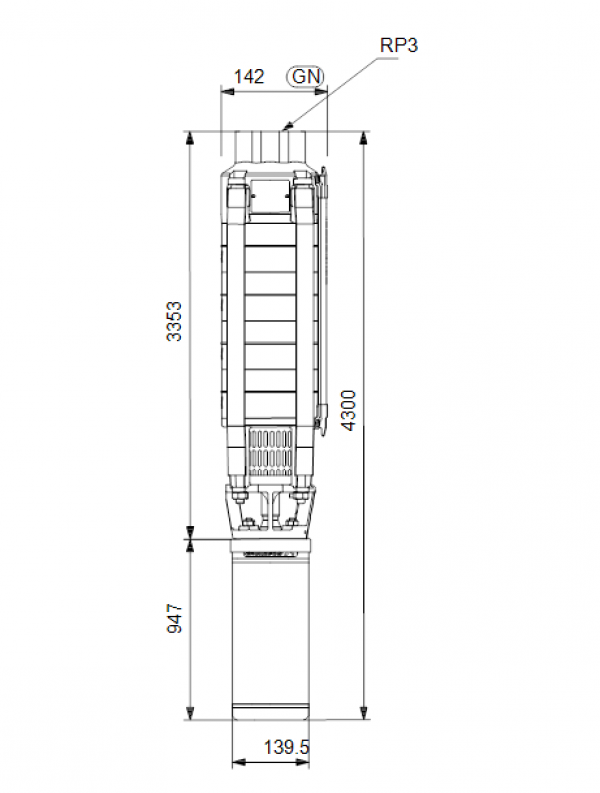Габариты скважинного насоса Grundfos SP 30-32