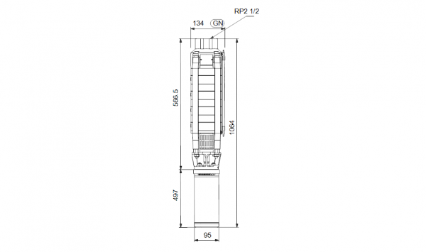 Габариты скважинного насоса Grundfos SP 17-5N