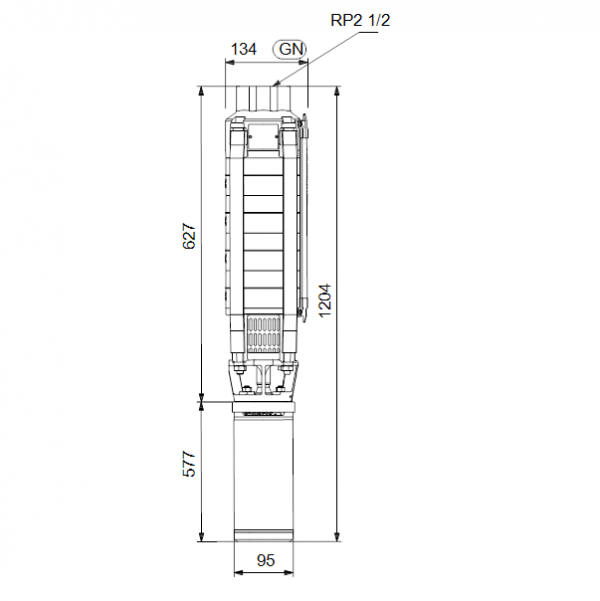Габариты скважинного насоса Grundfos SP 17-6N