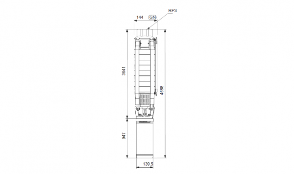 Габариты скважинного насоса Grundfos SP 30-35