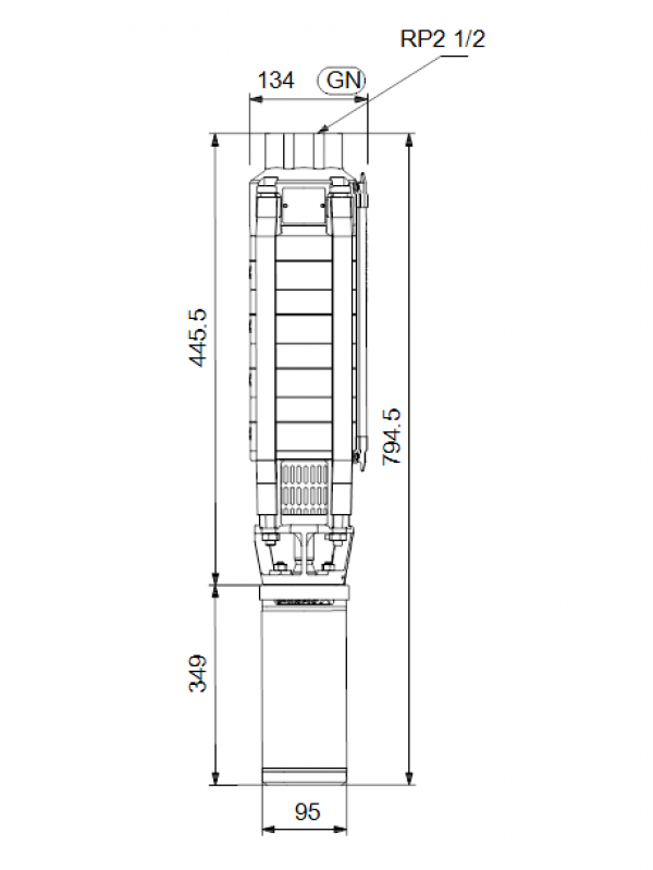 Габариты скважинного насоса Grundfos SP 17-3